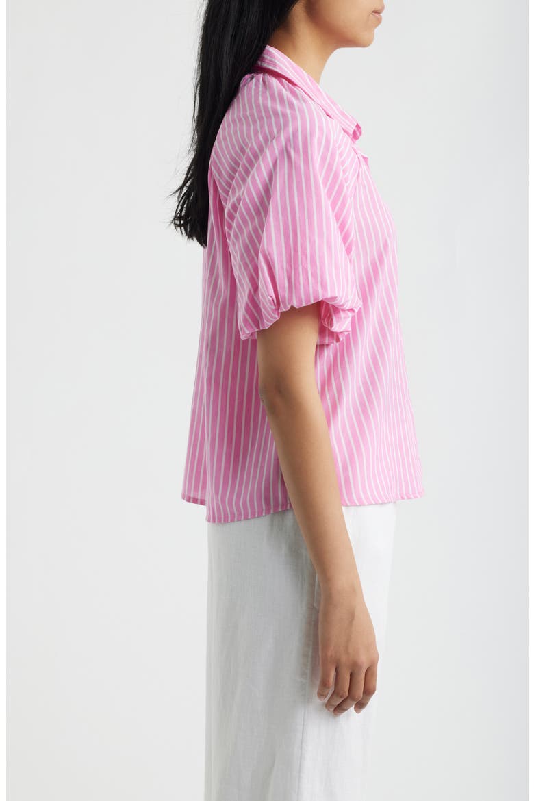Biance Bubble Sleeve Button-Up Top, Alternate, color, PARADISE PINK