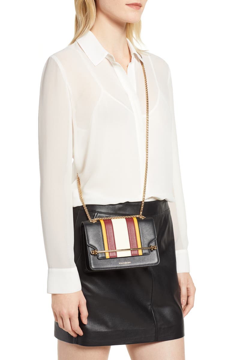 Strathberry Mini East/West Stripe Leather Crossbody Bag, Alternate, color,