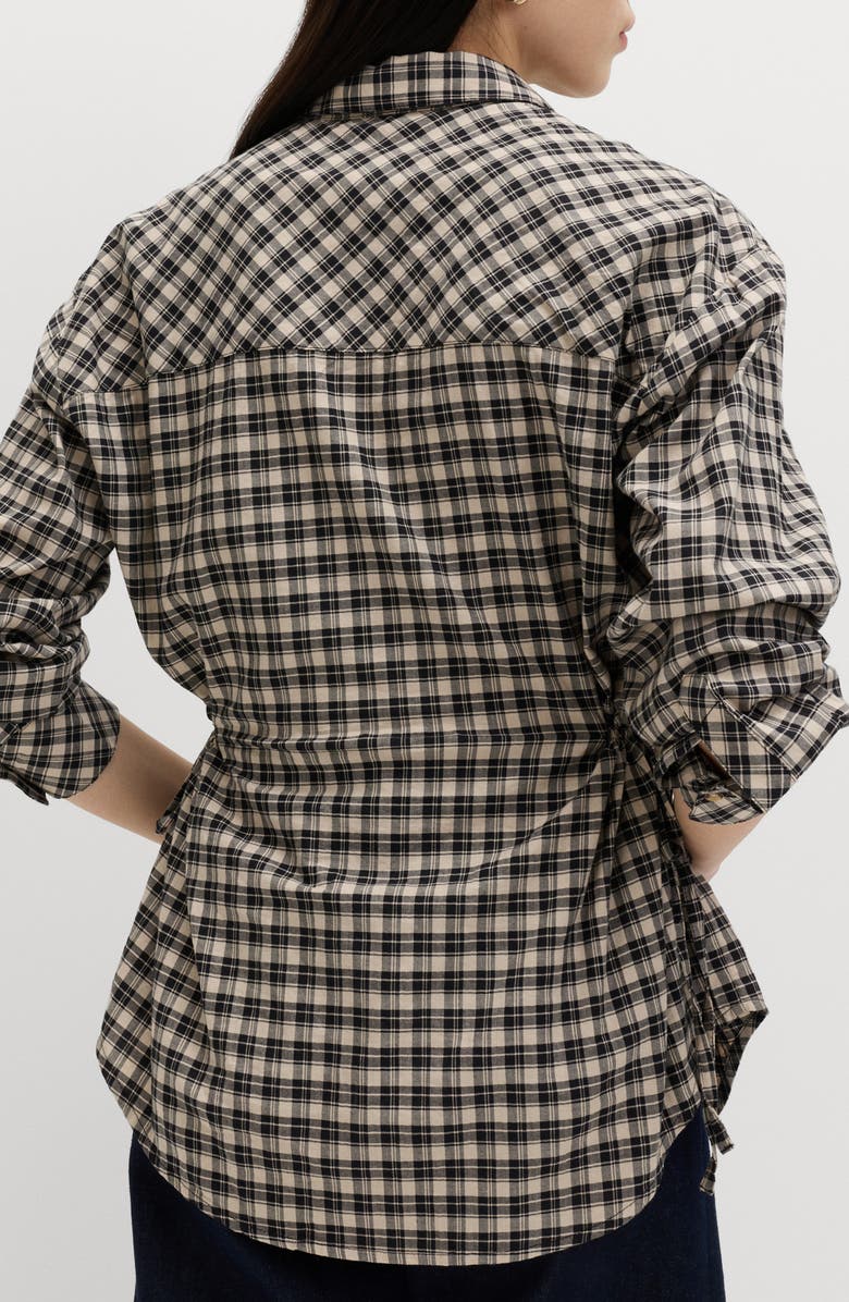 M&S Drawstring Waist Cotton Shirt, Alternate, color, Black/ Multi