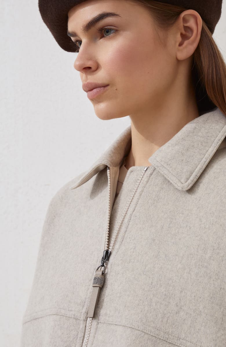 Brunello Cucinelli Double fabric bomber jacket, Alternate, color, Cool Beige