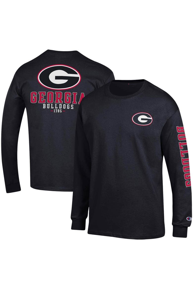 Men's Champion Black Georgia Bulldogs Team Stack Long Sleeve T-Shirt, Main, color, Black