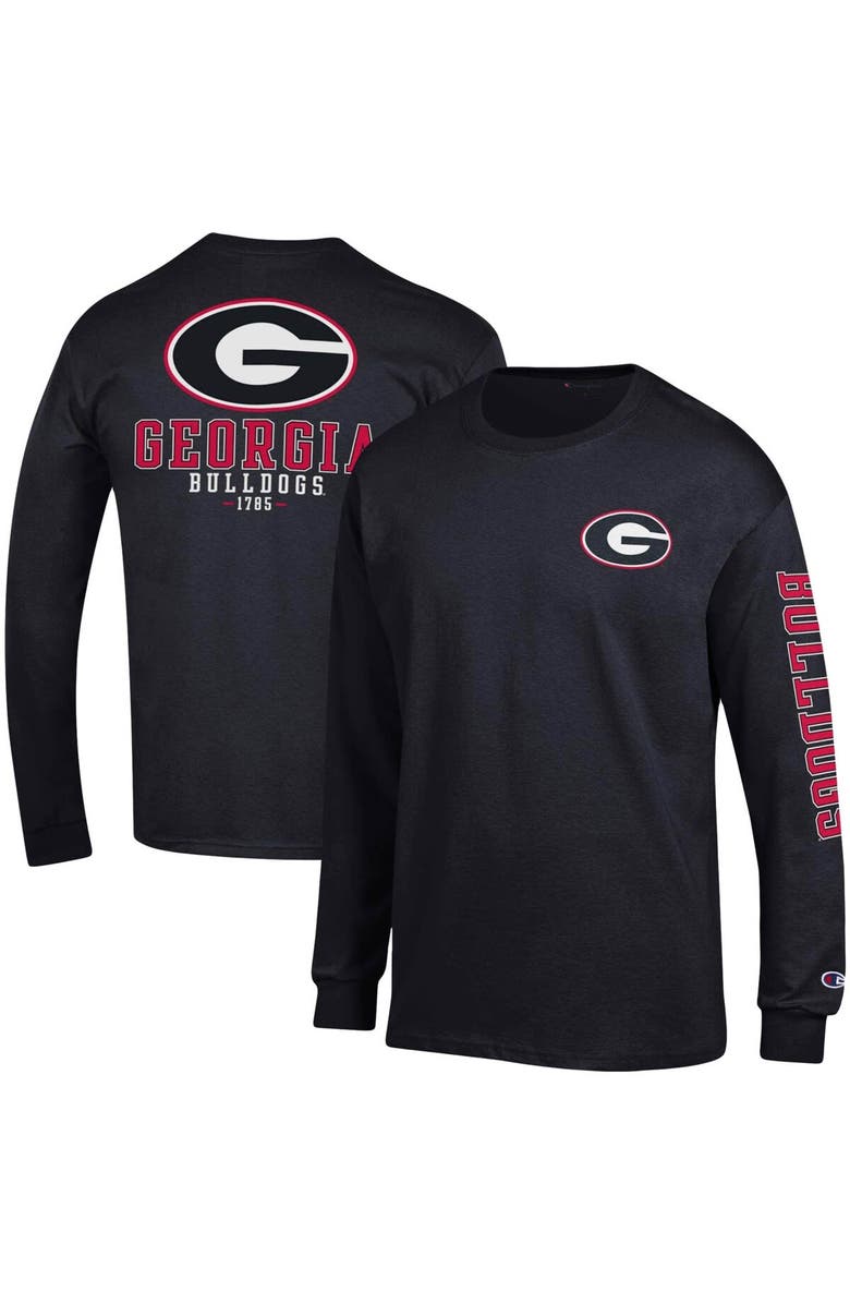 Champion Men's Champion Black Georgia Bulldogs Team Stack Long Sleeve T-Shirt, Main, color, 