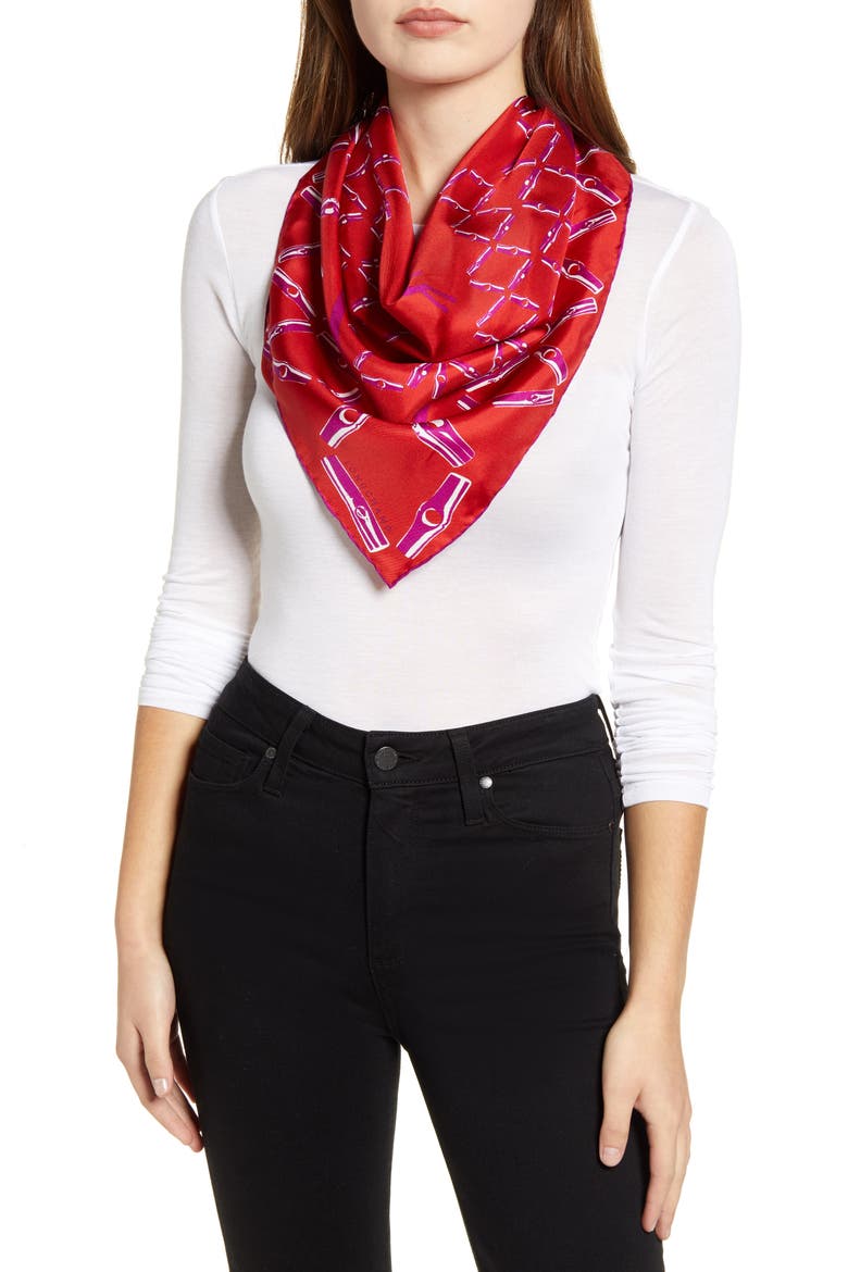 Roseau Silk Scarf, Main, color, FUCHSIA/ RED