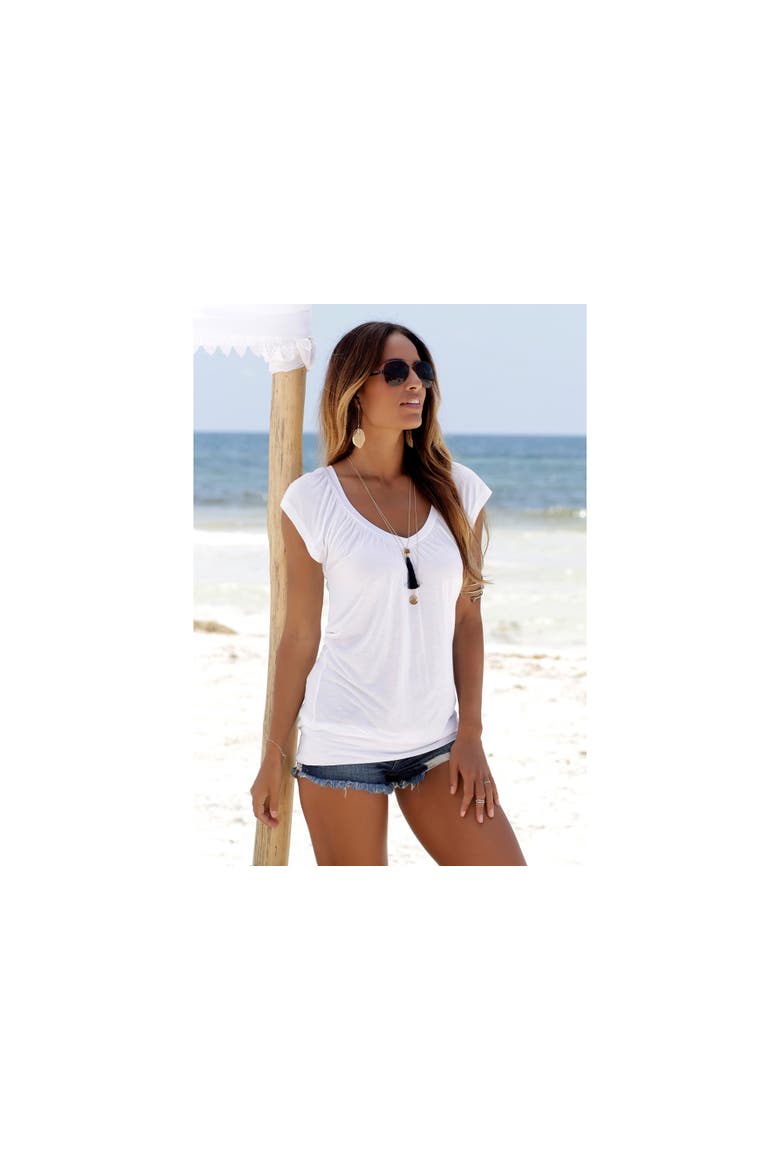 Casual V-Neck Top, Alternate, color, White