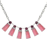 SAMUEL B. Rhodochrosite & Rhodolite Fan Necklace