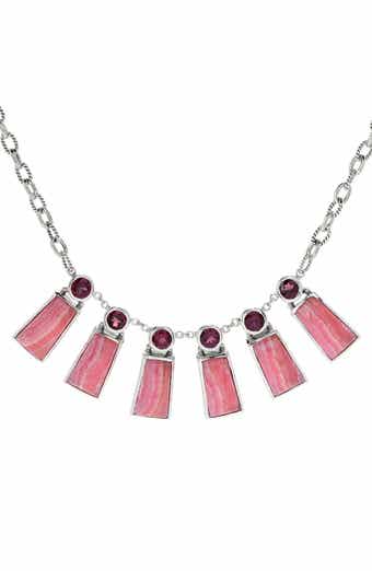 Rhodochrosite & Rhodolite Fan Necklace