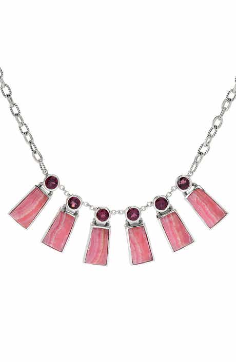 SAMUEL B. Rhodochrosite & Rhodolite Fan Necklace