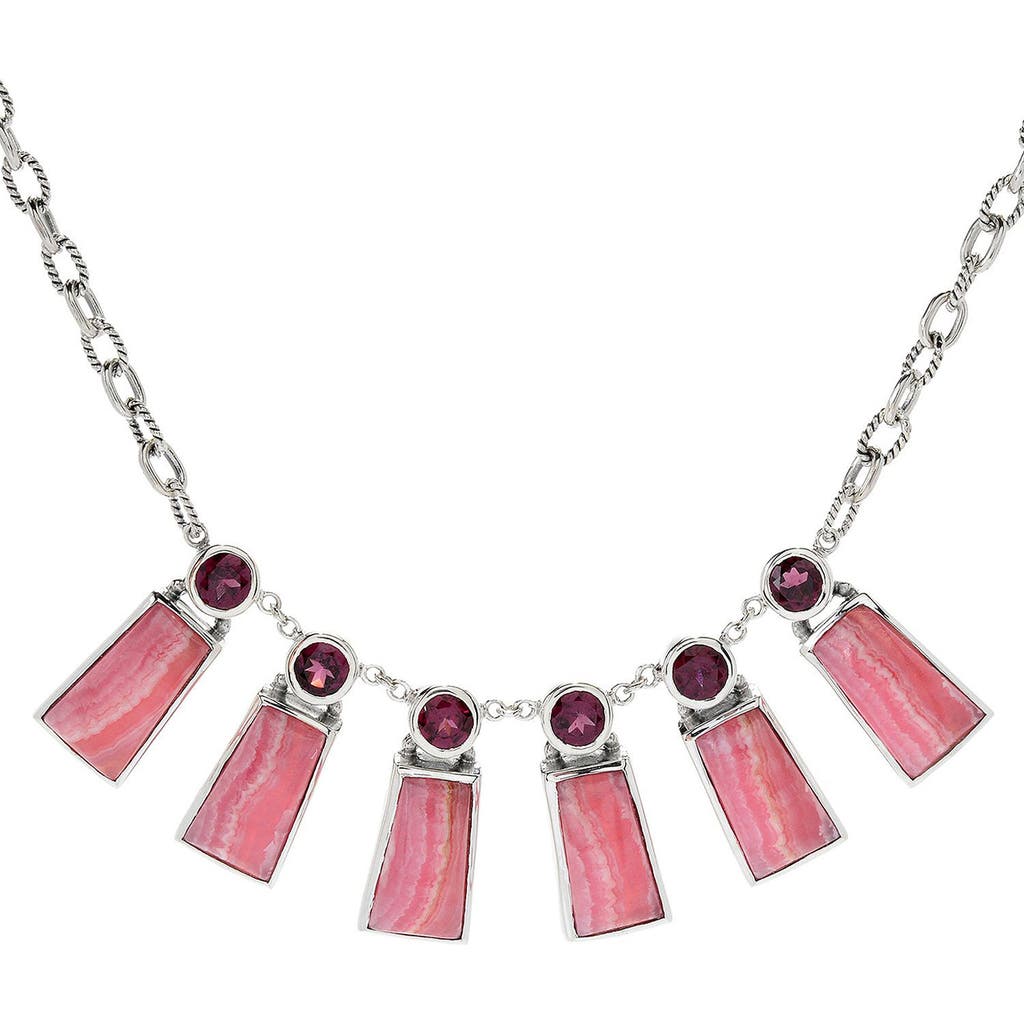 Samuel B. Rhodochrosite & Rhodolite Fan Necklace In Multi