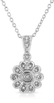 Haus of Brilliance .925 Sterling Silver Diamond Accent Sunburst Milgrain Pendant Necklace