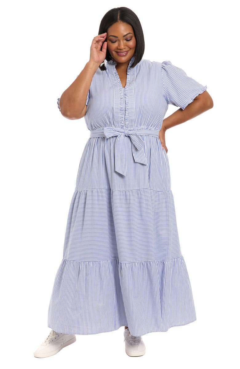 London Times Ruffle Tie Waist Maxi Dress, Alternate, color, 