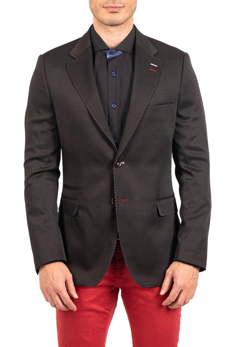 Maceoo Socrate Resistance20 Black Geo Pattern Viscose Blend Blazer, Main, color,
