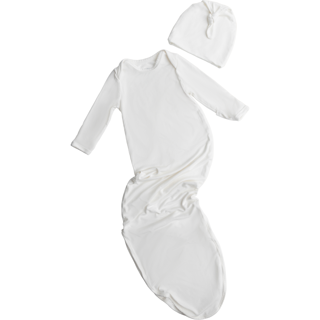 Kindred Bravely Knotted Baby Gown And Hat In White
