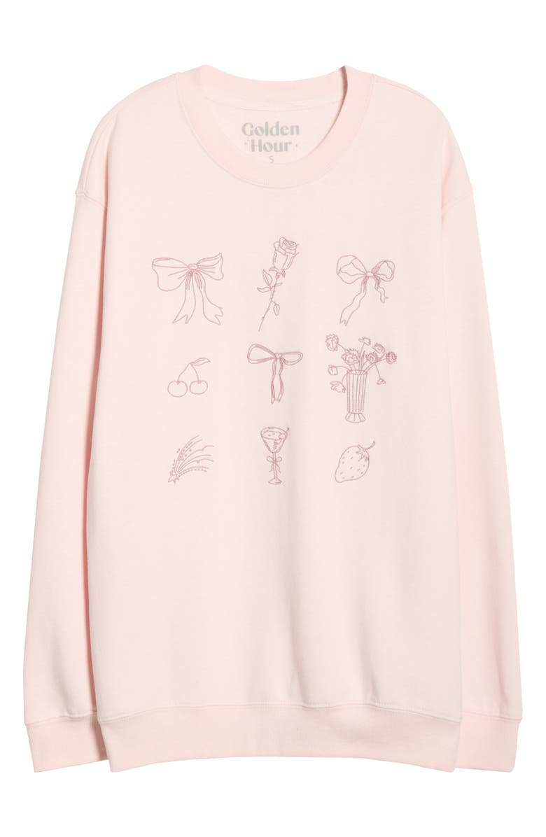 GOLDEN HOUR Embroidered Fleece Sweatshirt, Alternate, color, Mauve Morn