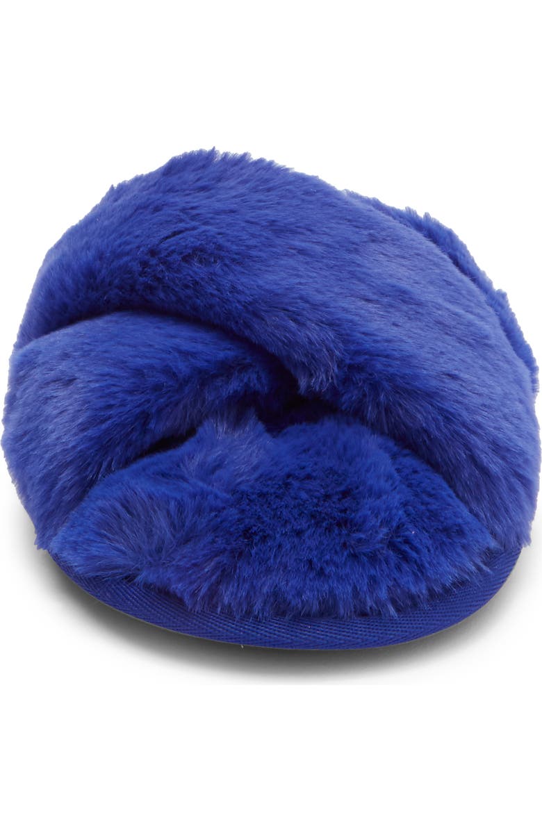 Rachel Roy Cardi Faux Fur Slipper, Alternate, color, Cobalt