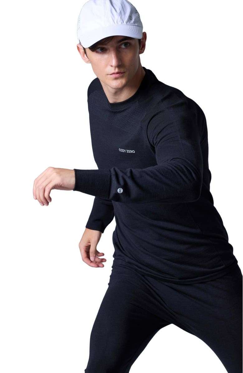 COZY ZERO Tech Merino Classic Fit Long Sleeve Base Layer, Alternate, color, Black