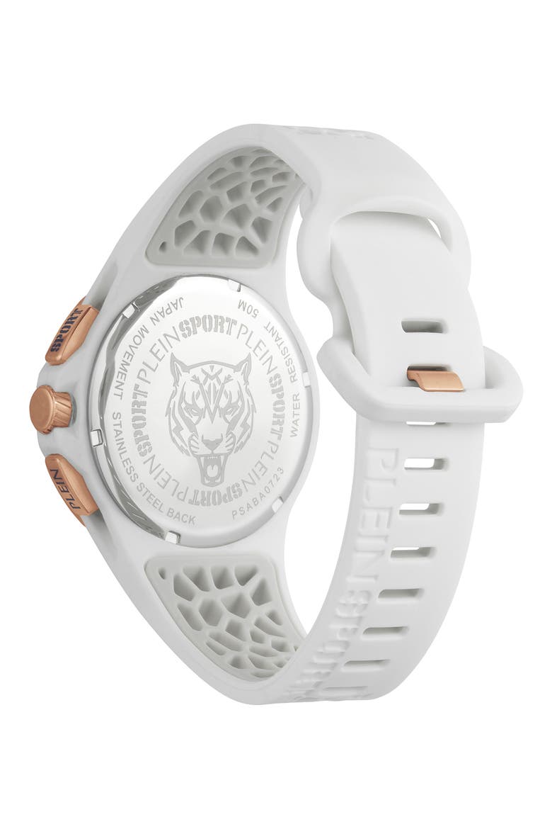 Camo Dial Three-Hand Quartz Silicone Strap Watch, 43mm, Alternate, color, ROSEGOLD