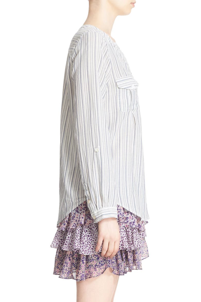 'Kalnchoe' Stripe Cotton Blouse, Alternate, color, PORCELAIN/ INDIGO BLUE