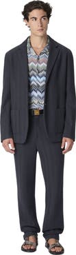 Missoni Single-breasted Blazer In Cotton And Viscose With Tone-on-tone Zigzag Pattern