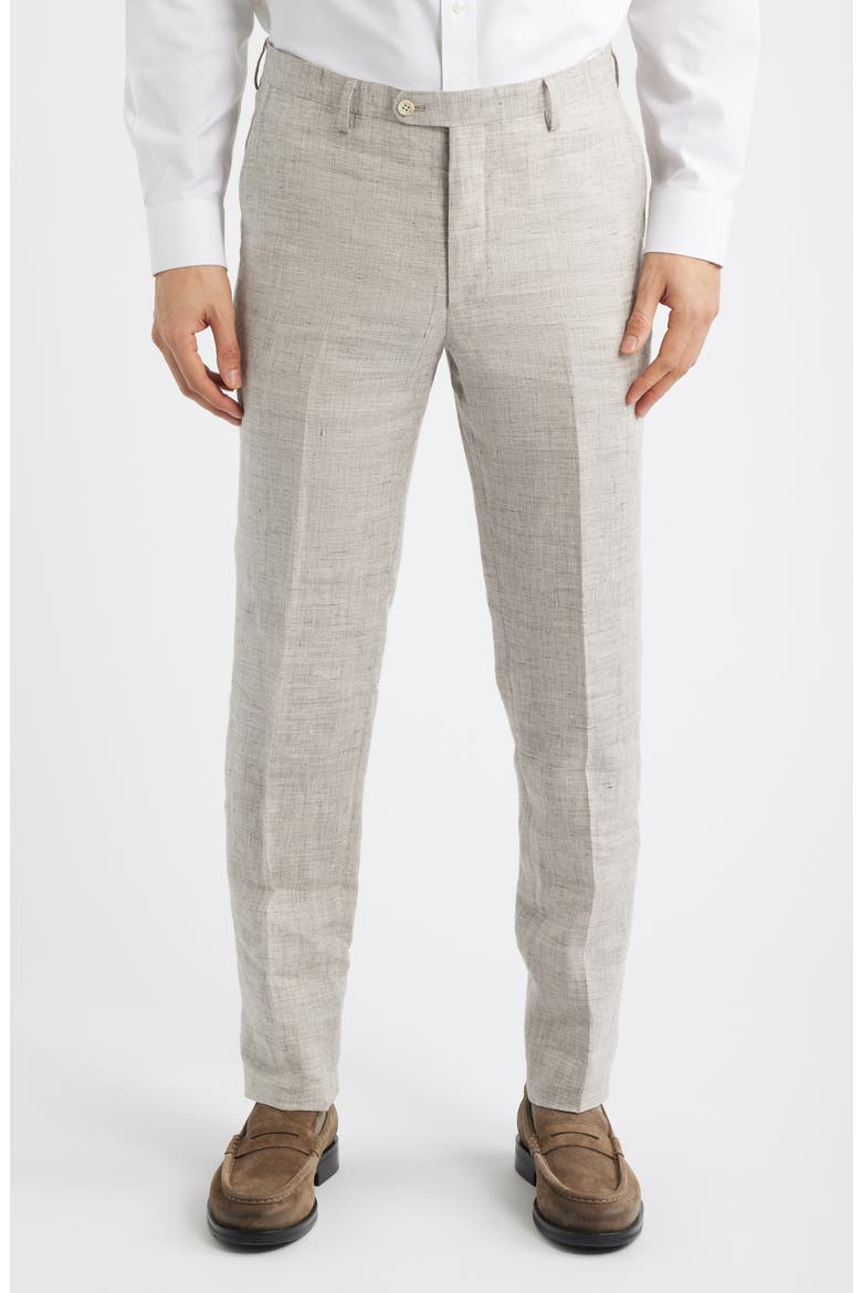 Varick Slim Fit Tan Slub Linen Suit, Alternate, color, OATMEAL