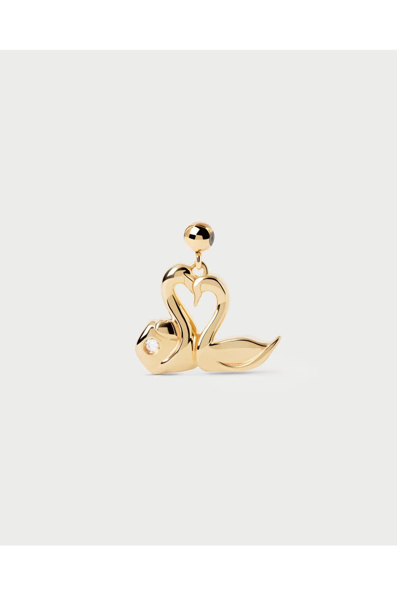 Love Swans Charm, Main, color, Brass