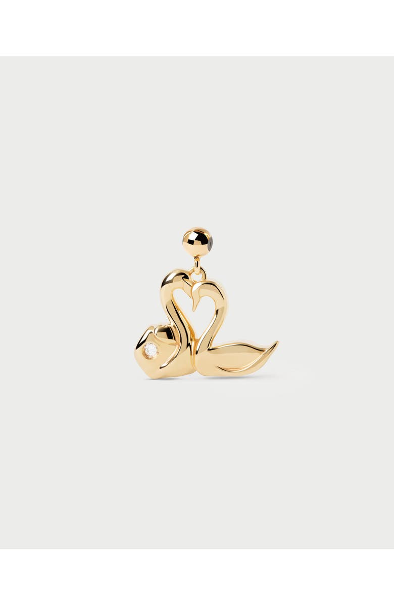 PDPAOLA Love Swans Charm, Main, color, Brass