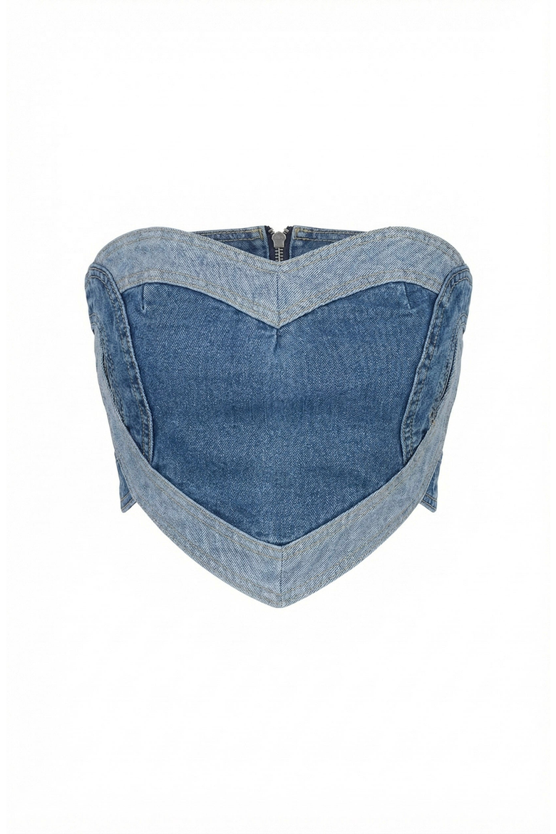 Strapless Denim Heart Shaped Panel Corset Top, Alternate, color, Medium-Wash Blue