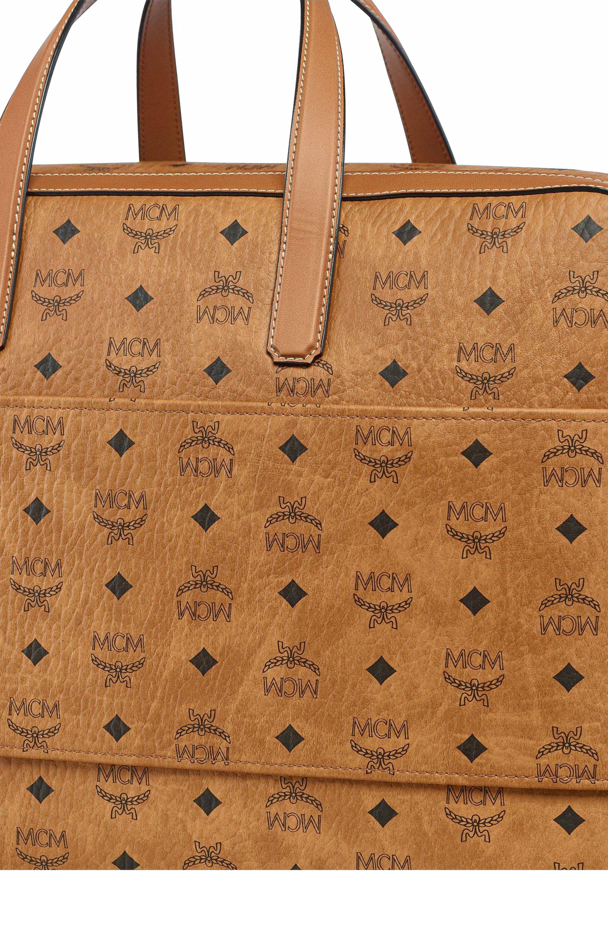 MCM Ottomar Garment Bag in Visetos, Alternate, color, Cognac