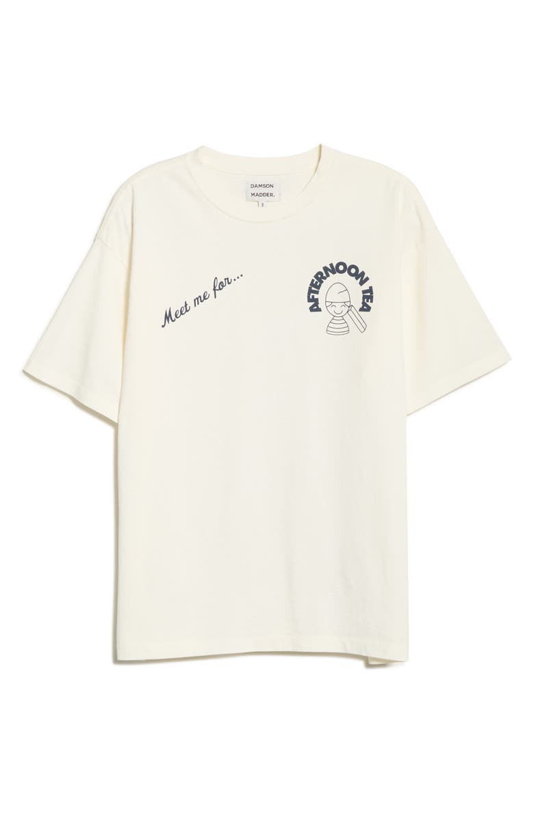 Damson Madder Afternoon Tea Organic Cotton Boyfriend T-Shirt, Alternate, color, White