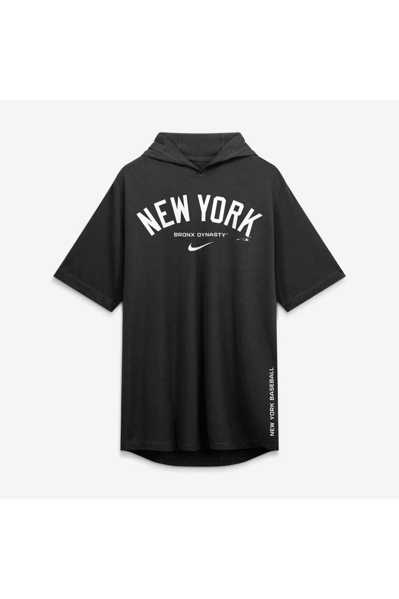 Men's Nike Black New York Yankees Arched Wordmark Tri-Blend Hooded T-Shirt, Alternate, color, Black