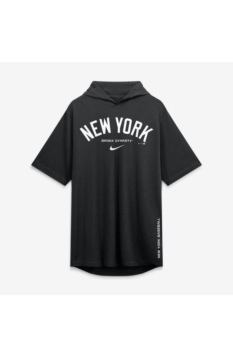 Nike Men's Nike Black New York Yankees Arched Wordmark Tri-Blend Hooded T-Shirt, Alternate, color, Black
