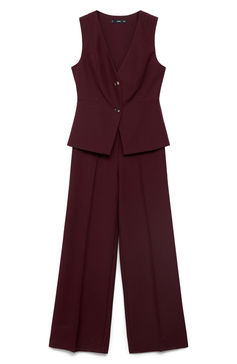 MANGO Sleeveless Wide Leg Jumpsuit, Main, color, Burgundy