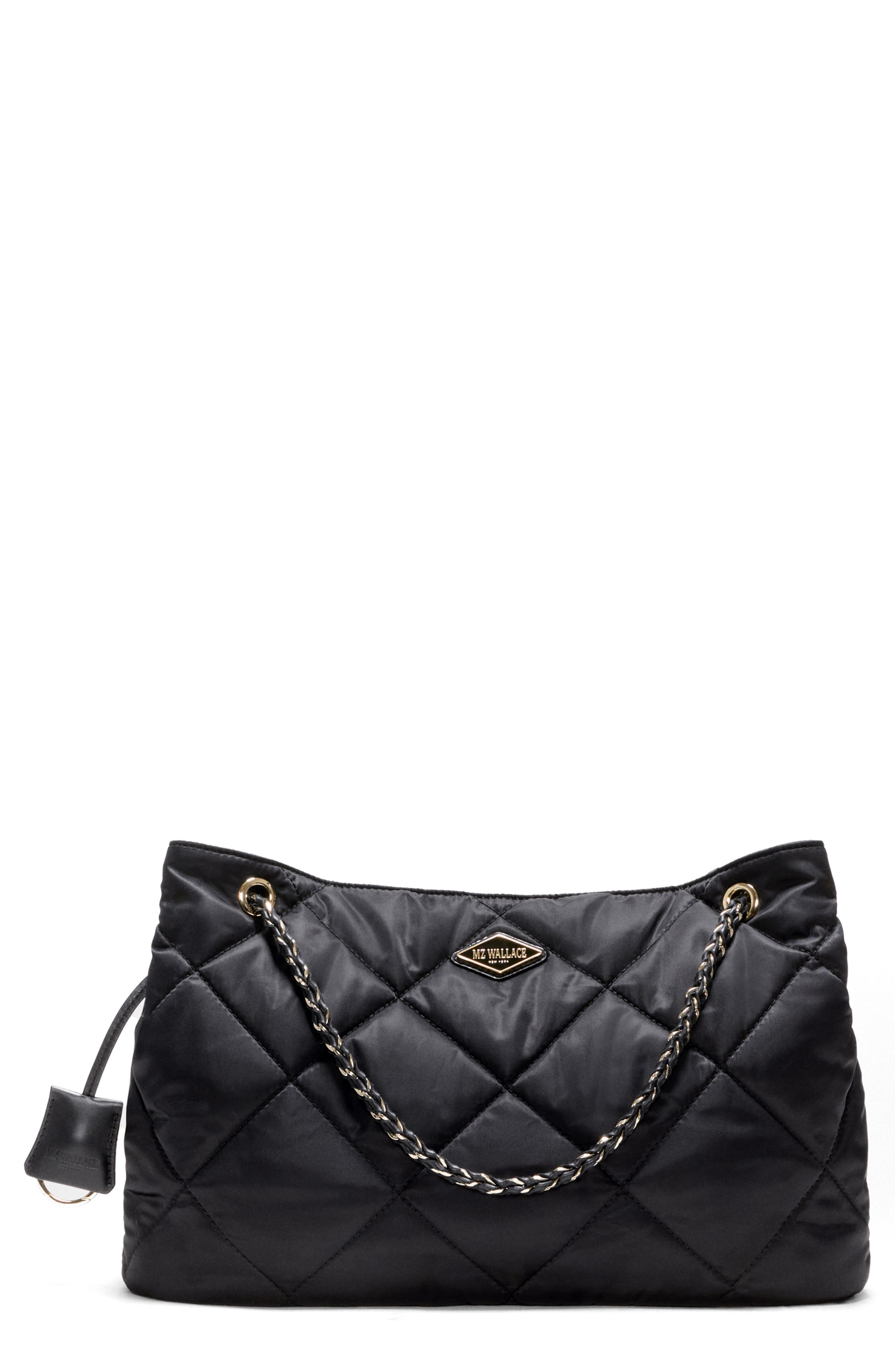 Small Frankie Quilted Tote, Main, color, BLACK