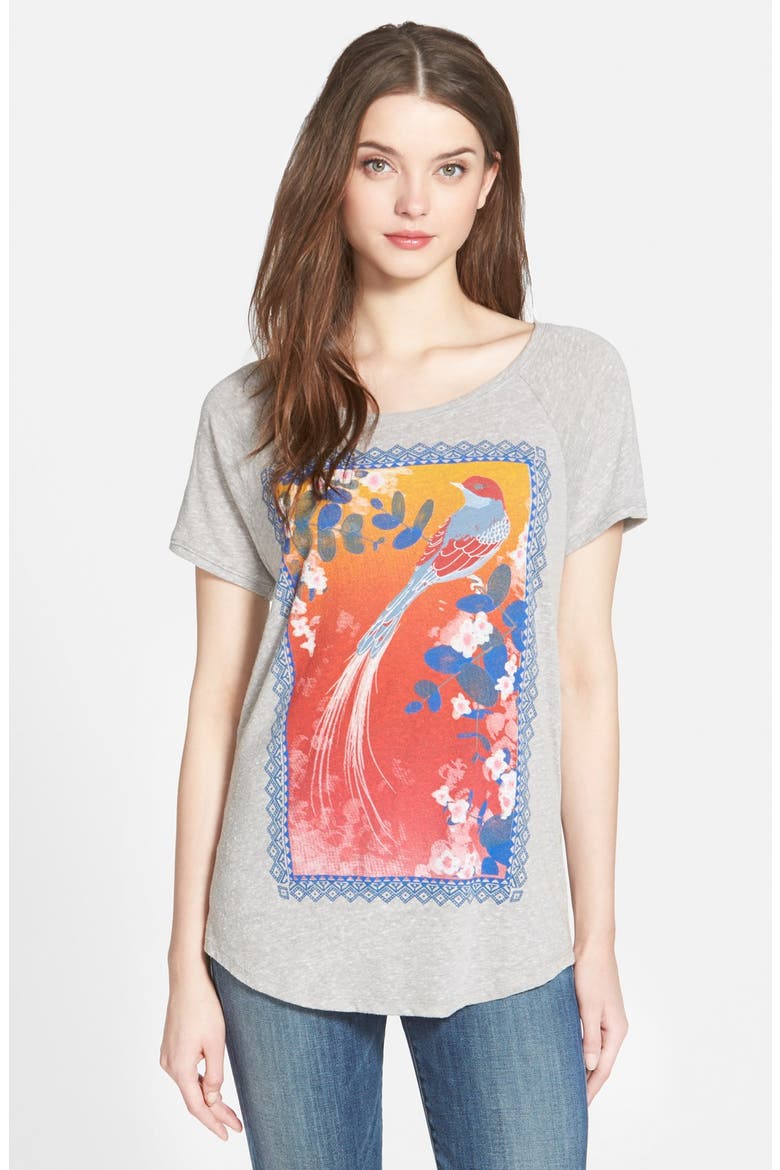 Framed Bird Graphic Tee, Main, color, STEEL HEATHER