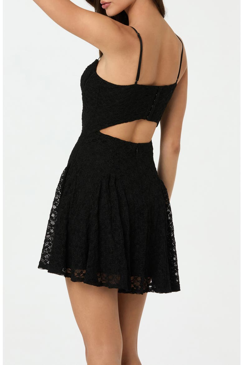 Lace Corset Bodice Minidress, Alternate, color, BLACK