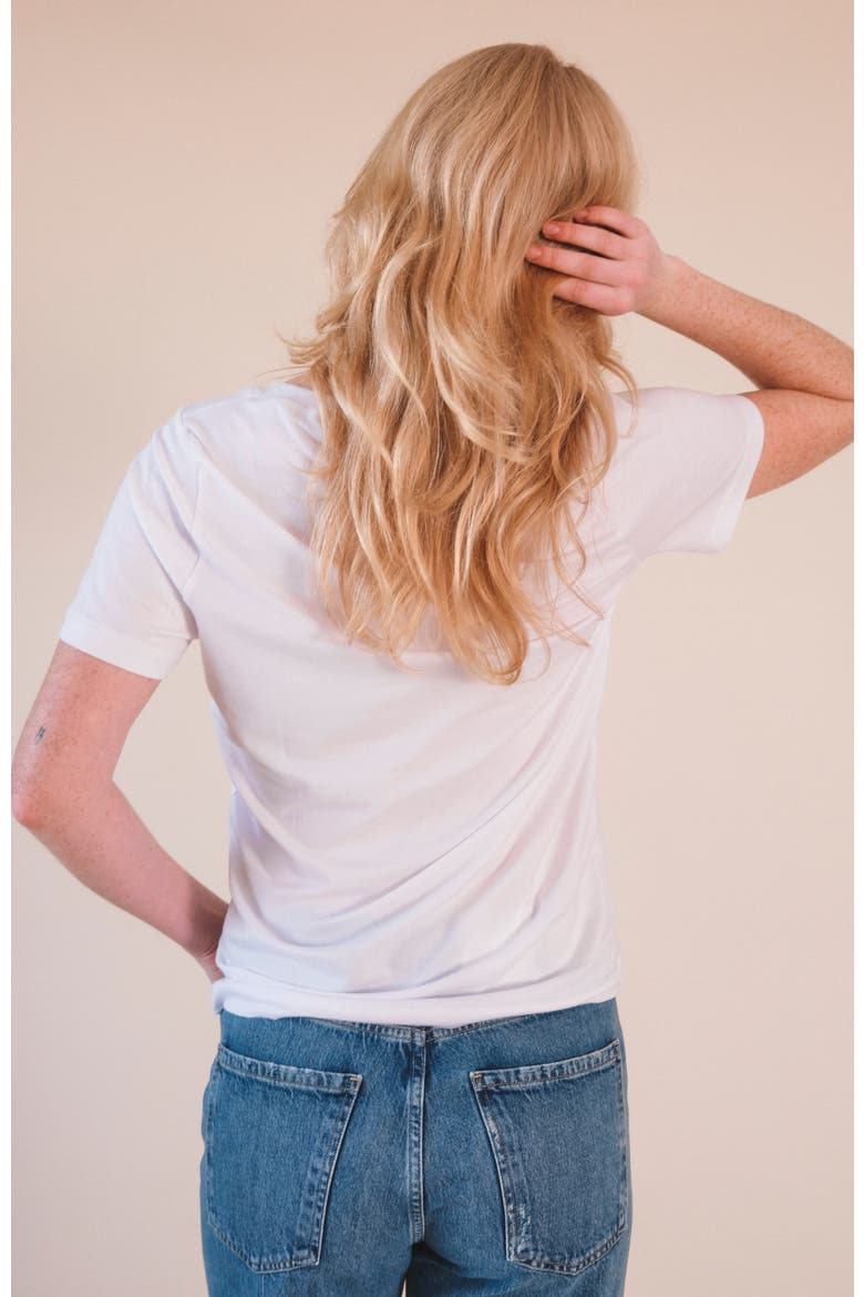 Louise Organic Cotton + Tencel  V-neck Tee, Alternate, color, White