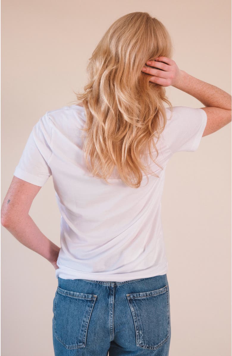 POPLINEN Louise Organic Cotton + Tencel  V-neck Tee, Alternate, color, White