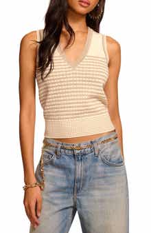 Ramy Brook Elle Metallic Stripe Sweater Vest