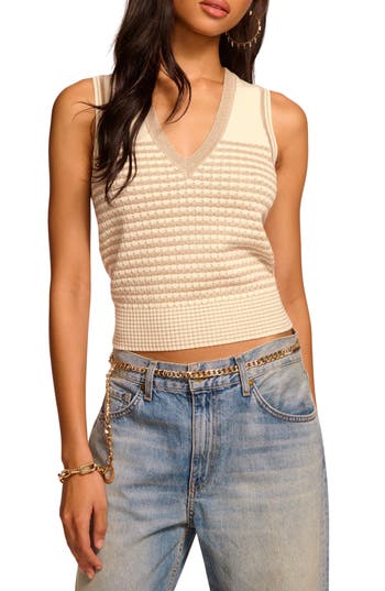 Ramy Brook Elle Metallic Stripe Sweater Vest