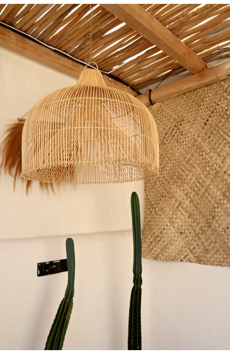 PINK HALEY Sienna Dome Shape Rattan Pendant Light Fitting, Alternate, color, Brown