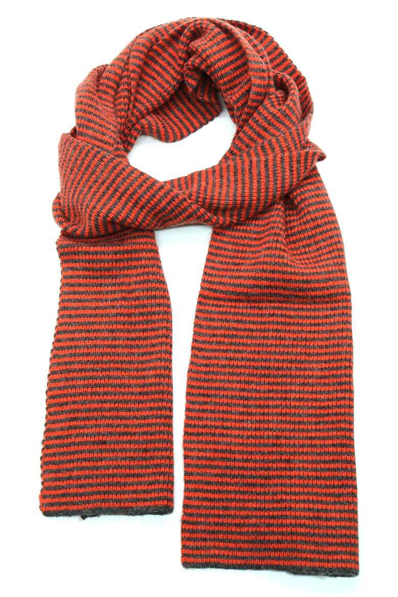 Ministripe Rib Scarf, Main, color, HEATHER CHARCOAL/ ORANGE