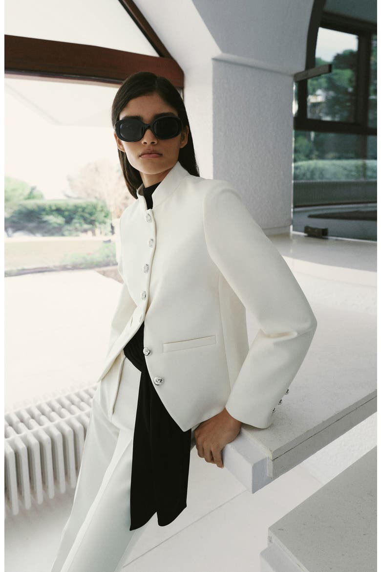 Mandarin Collar Jacket, Alternate, color, OFF WHITE