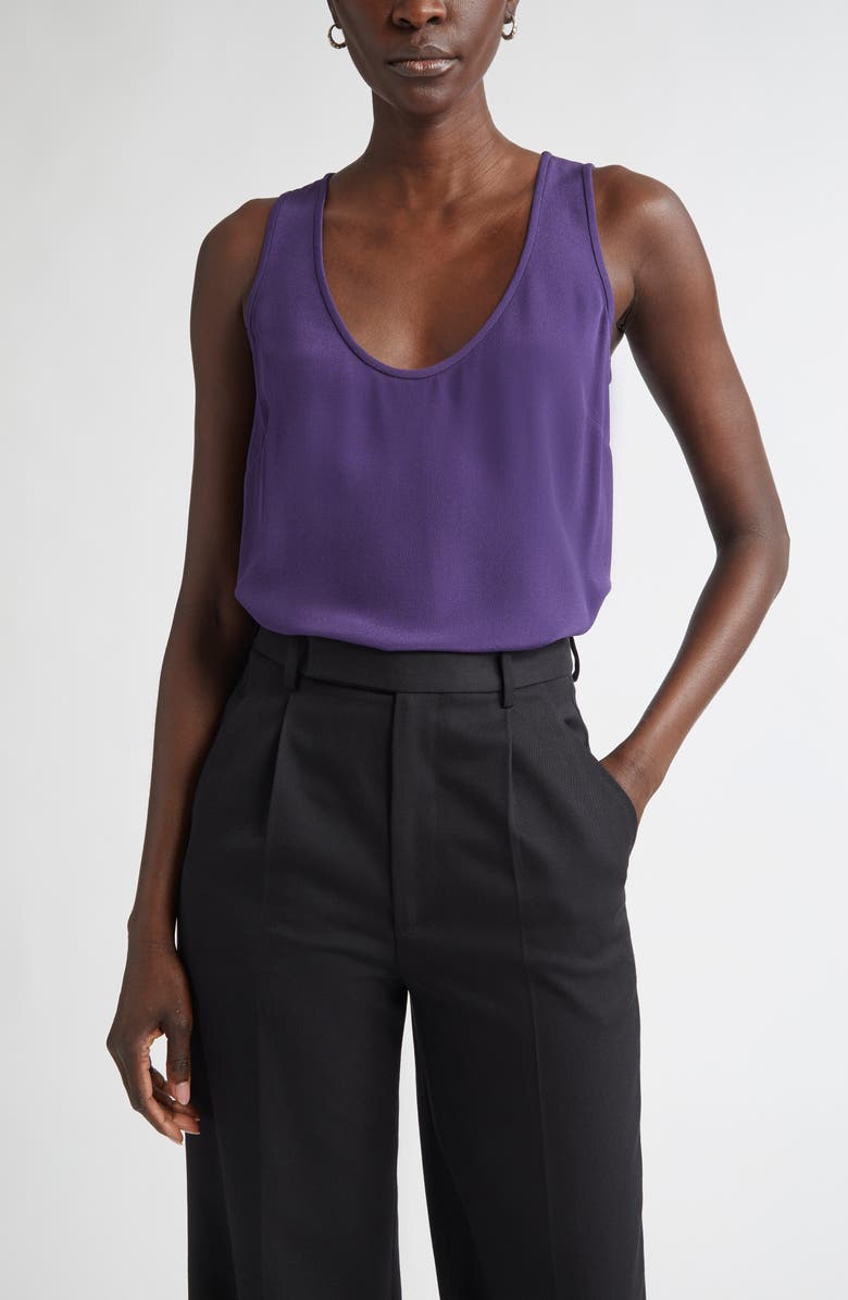 ST. JOHN Silk Crepe Shell, Main, color, Deep Purple
