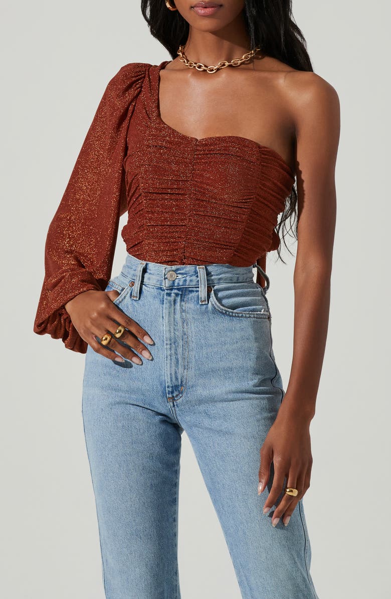 ASTR the Label Marta One Sleeve Top, Main, color, Rust Metallic
