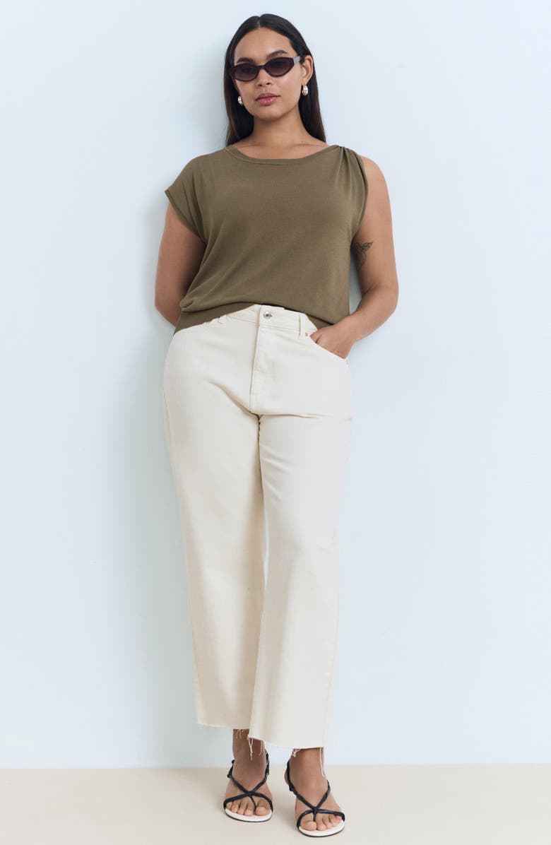 MANGO Gathered Hardware Knit Top, Alternate, color, Medium Brown