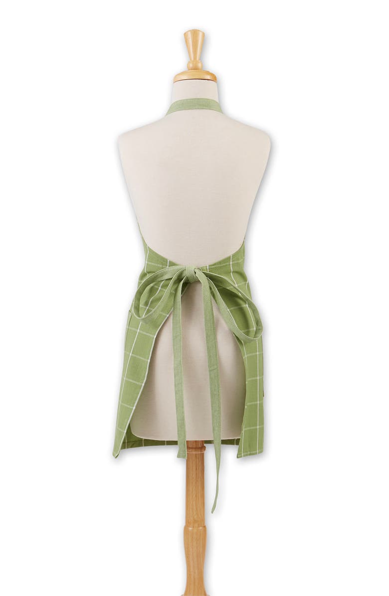 Design Imports Windowpane Print Cotton Apron, Alternate, color, Green