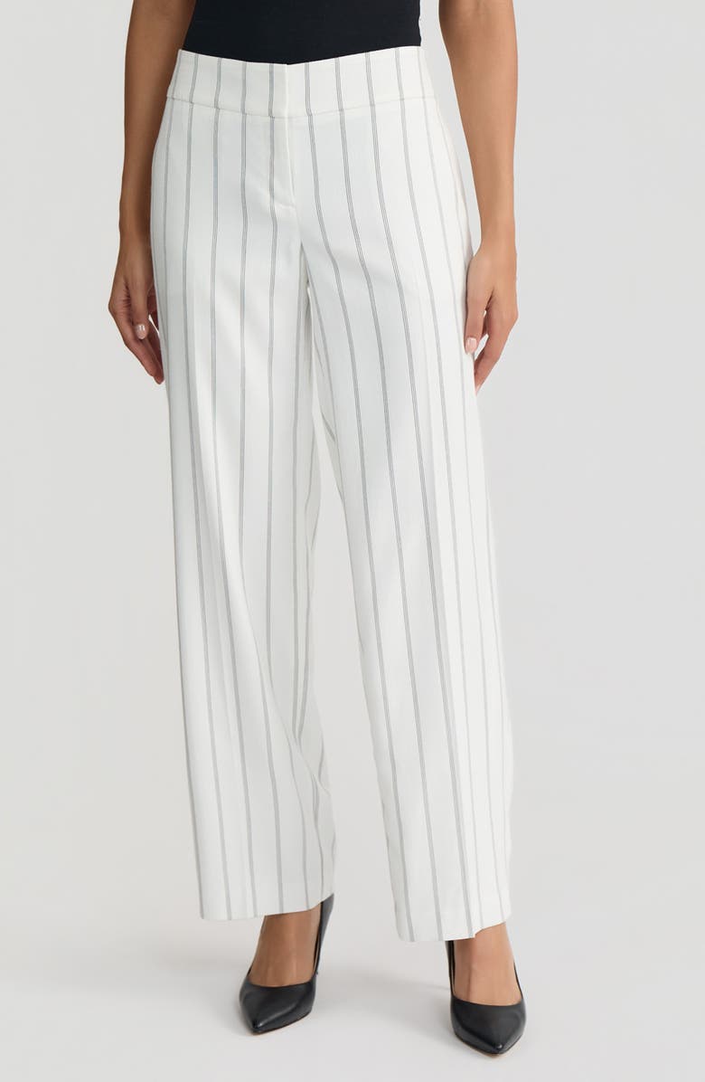 KASPER The Ava Wide Leg Pants, Main, color, Lily White/ Blk