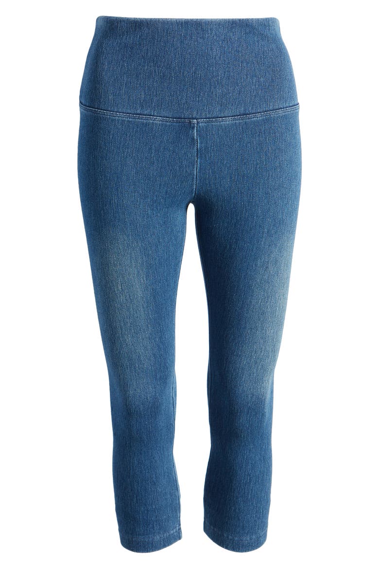 'Lyssentials Denim Capri Leggings, Alternate, color, MIDWASH