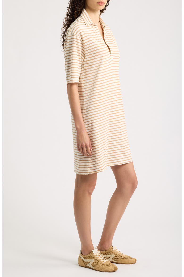 Mini Emma Striped Cotton T-Shirt Dress, Alternate, color, VINTAGE WHITE CAMEL STRIPE