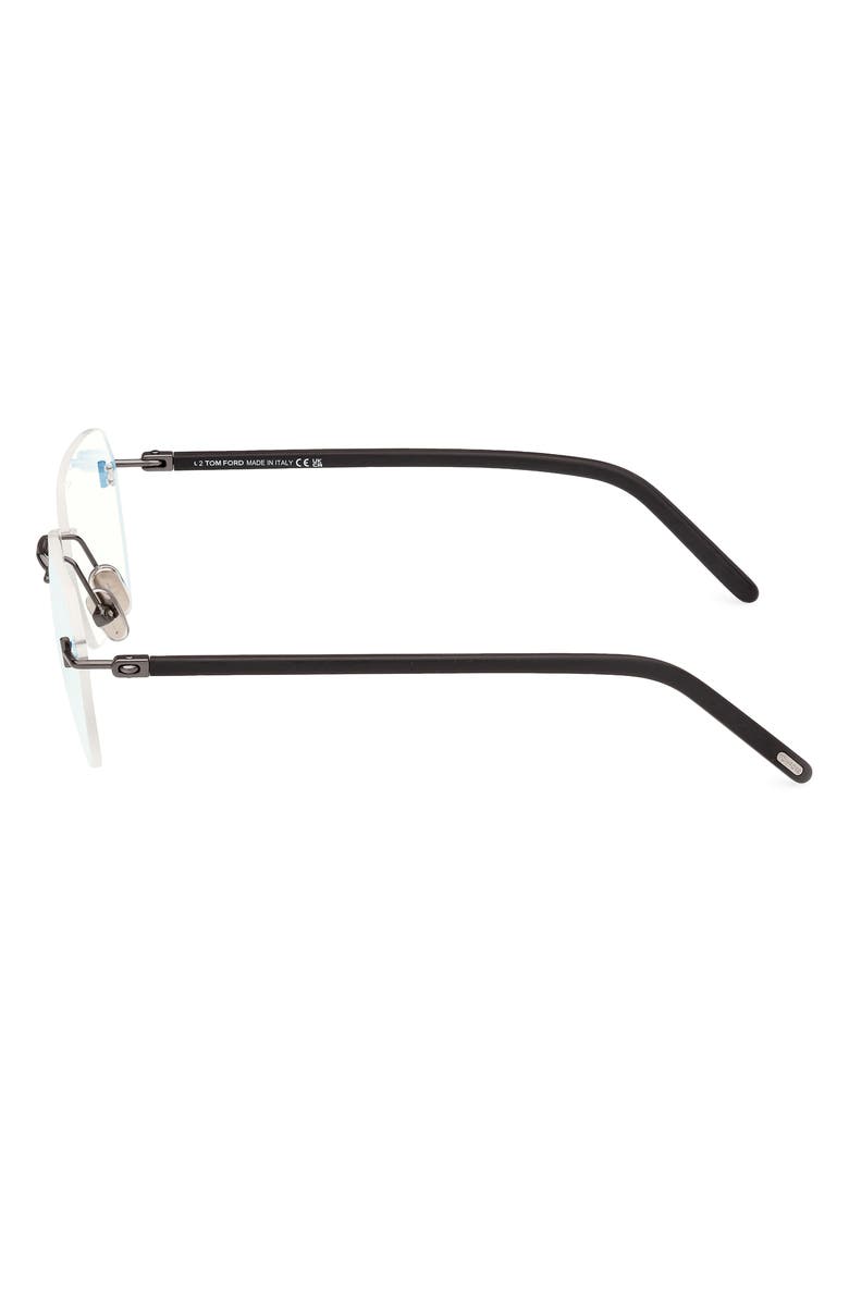 TOM FORD 54mm Rectangular Blue Light Blocking Optical Glasses, Alternate, color, Ruthenium Black / T Logo