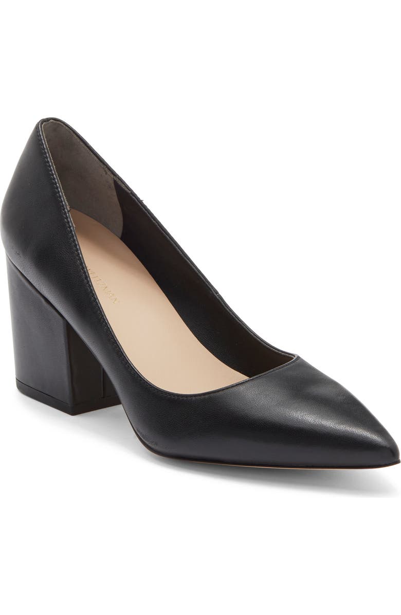 Stuart Weitzman Ave 75 Block Heel Pump, Main, color, Black